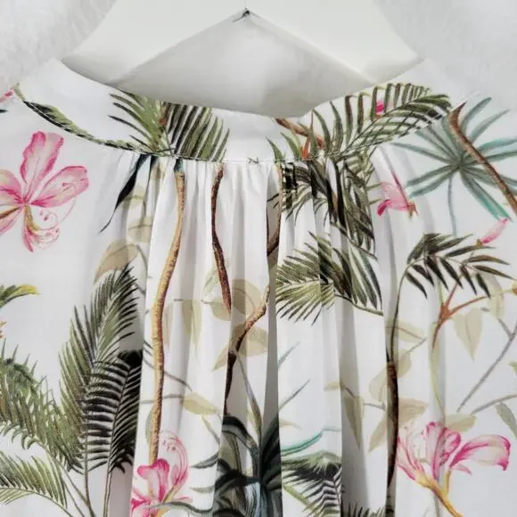 H&M Blouse Womens Sz 12 Cheetah Jungle Print Floral Novelty Long Sleeve - Picture 5 of 10